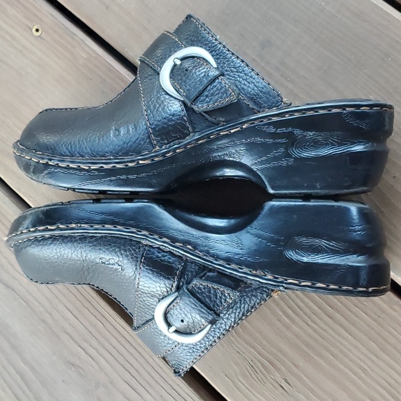 Womens black leather Born clogs size 9 (40.5) - Picture 3 of 6